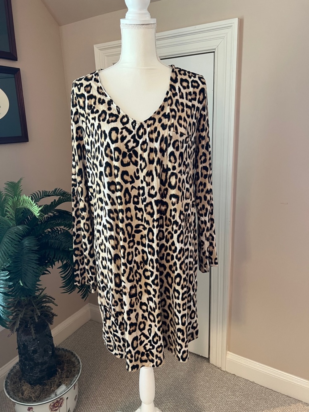 Soma Leopard Print Gown - Beige, Black, Brown Size XL